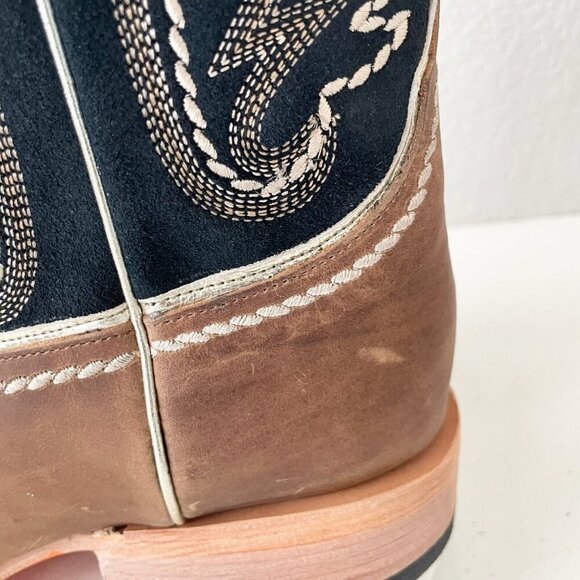 Lane RODEO HOUSTON Mens Cowboy Boots Size 11 Brown Leather Western Blunt Toe - Picture 5 of 13